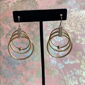Gold Drop Earrings With Rhinestones